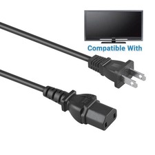 6.6FT UL AC Power Cord for Sony KDL-40VL160 KDL-40W4100 Bravia TV LED 2-Slot picture
