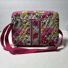 Vera Bradley Retired “Tea Garden”Hard Shell Mini Laptop / Tablet Case Pink Strap picture