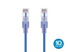 SlimRun Cat6A Ethernet Patch Cable Network RJ45 Stranded UTP 30AWG 3ft Blue 10pk picture