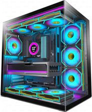 H1  PC Case, Pre-Installed 7 Infinity Mirror PWM ARGB Fans, ATX Mid Tower Comput picture