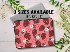 Strawberries Laptop Sleeve: Sweet Pink Cute Tablet Case, Padded Tech Bag Girly picture