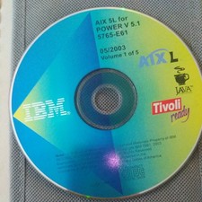 IBM AIX 5L for POWER v5.1 5765-E61 05/2003 Vol 1 & 5 of 5 CD Tivoli Ready 2 CD's picture