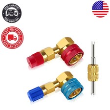 Leak-Free R134a Adapter Set: 90° Quick Couplers for High/Low Pressure Systems picture