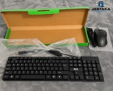 Bt Wired USB Keyboard & Mouse Combo Full Size Black New Open Box picture