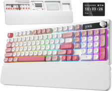 Bluefinger Wireless Gaming Keyboard Pink Creamy Keyboard with Number Pad picture