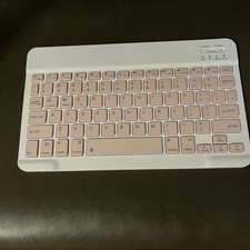 White & Pink Ultra-Slim Bluetooth Portable Wireless Keyboard Rechargeable picture