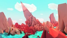 Landscape low poly art red blue cyan Custom Gaming Mat Desk picture