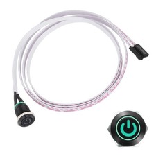 Chassis Metal Button 12mm Power Symbol Green LED Power Button 100cm Wire Black picture