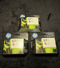 HP 67XL Ink Cartridges - Tri-color 3YM58AN Set Of 3, New Unopened Boxes. picture