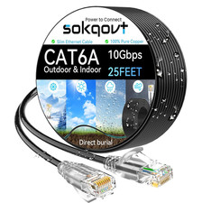 Cat6A Ethernet Cable Slim 25Ft Outdoor&Indoor, 28AWG Pure Copper Cat6 Internet picture