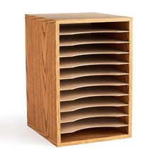 Scranton & Co Medium Oak 11 Compartment Vertical Desk Top Sorter picture