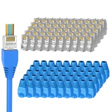 50 Pack Cat 6 Shielded Pass Through RJ45 Connectors STP Network Cable Plugs picture