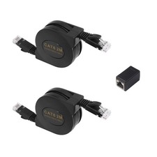 CAT6 Retractable Flat Ethernet Cable High Speed RJ45 LAN Network 6.6ft 2 PCS picture