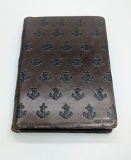 Jack Spade Anchor Embossed Chocolate Leather eBook Reader Case Rare picture