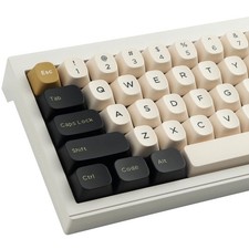 171 PCS YMK Profile Classic Black White Gold Double Shot PBT Keycaps picture