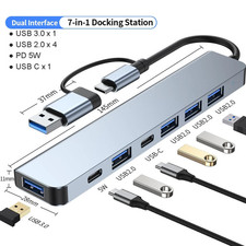 1pc 7-in-1 USB-C Hub Adapter with USB 3.0 & Dual USB-C Ports - USB Distributor picture