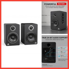 Computer Speakers 60W Powered 2.0 Bluetooth USB-C DAC Optical AUX Bass Treble picture