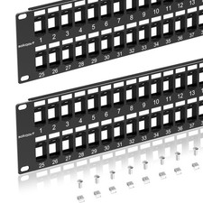 2 PCS 48 Port Blank Keystone Patch Panel 2U 19 Inch Rack Mount Cat6 Ethernet picture