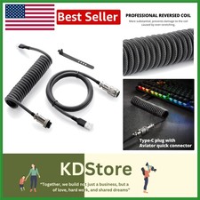 Coiled USB C to USB-A Gaming Keyboard Cable 1.5M Double-Sleeved Durable Black picture