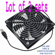 LOT 2 x Multipurpose Quiet 120mm USB Fan for Receiver DVR PS Xbox PC With GRILL picture