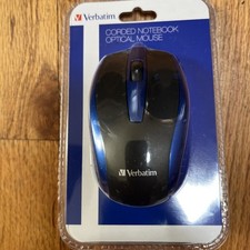 Verbatim USB Silent Corded Optical Mouse Noiseless Click Black and Blue New picture