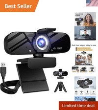 Privacy-Ready Full HD 1080P Webcam with Easy Setup, Tripod & Noise-Canceling Mic picture