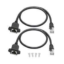 2Pcs Cat6 Ethernet Extension Cable 1FT, RJ45 Panel Installation Adapter picture