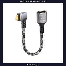 Mini HDMI to HDMI Adapter Cable, 2ft 90-Degree 8K Converter for DSLR & Pi Zero picture