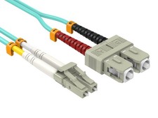 10m OM4 LC to SC UPC Duplex Corning Fiber Optic Cable Multimode 50/125 OFNR R... picture
