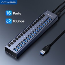 Acasis USB 3.1 Hub 10Gbps 16 Port On/Off Switch with AC Power Adapter for Laptop picture