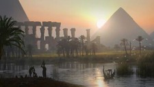 Landscape video games egypt pyramid river art assassins Custom Gaming Mat Desk picture