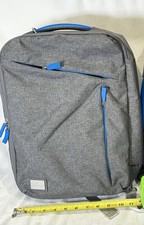 Workday Gray Blue Convertible Laptop Backpack Messenger Bag 16” picture