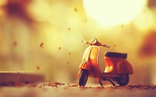 Landscape leaves fall toys tilt shift scooters vehicle Custom Gaming Mat Desk picture