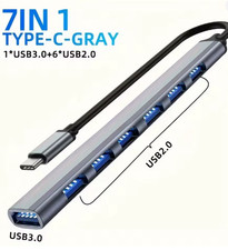 1pc 7-in-1 USB-C Hub Adapter with USB 3.0 & Dual USB-C Ports - USB Distributor picture
