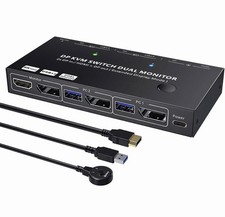 KCEVE 4K KVM Switch 2 Monitors 2 Computers HDMI DP, USB 3.0 KVM Switch Dual Moni picture