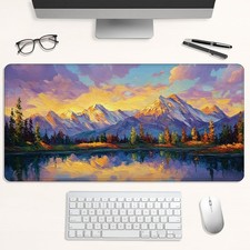Large Mountain Landscape Mouse Pad Nature Lake Scenery NonSlip 31.5x15.7 Inch picture