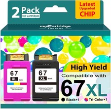 67XL Ink Cartridges Black/Color Combo Pack Replacement for HP 67 67XL Printer picture