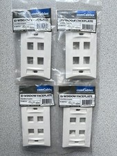 NEW 4 Pack of 1-Gang 4-Port Faceplates with ID Label, White, by ComCables picture