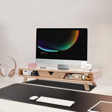 Wooden Bamboo Monitor Stand Desktop Laptop Desk 24*7.9*4.5Inch With Drawer picture