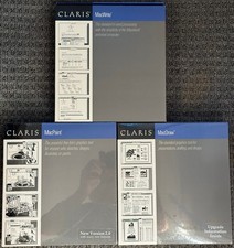 3 Boxes-Vintage Apple Claris Macwrite MacPaint MacDraw - Sealed - NOS Rare 1988 picture