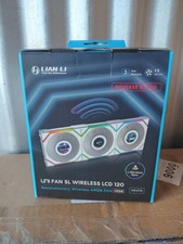 Lian Li UNI FAN SL Wireless LCD 120 Triple Pack White 12RSLLCD1W3W Reverse Blade picture