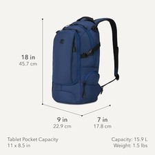 SWISSGEAR CITY PACK BACKPACK, SLIM PROFILE, 15.9L, 18-INCH - NAVY BALLISTIC picture