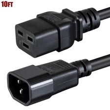 10FT Power Cord Cable IEC 320 C19 Female to IEC 320 C14 Male 14AWG 15A 250V SJT picture