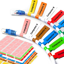 8 Sheet 240 Pcs Cable Labels for Management | Colorful Waterproof Cord Tags for picture