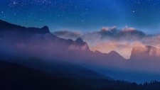 Landscape nature night stars mist silhouette Custom Gaming Mat Desk picture