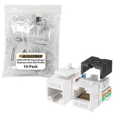 10 PCS 90 Degree Cat6 Keystone Jacks 10Gbps RJ45 Connectors Angled Adapter picture
