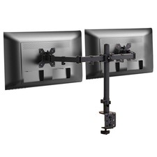Double Dual Display Computer Monitor Arm Mount Desk Stand 17