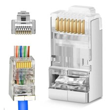 RJ45 CAT6 CAT6A Connector End Pass Through Ethernet 8P8C Modular Shielded Plug picture