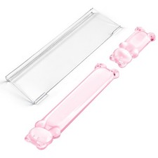 Cute Pink Bear 16.9 Inch Computer Keyboard Stand Gel Wrist Rest Set Support picture