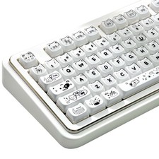 120 PCS PBT Crystal Jelly Cat Keycaps Translucent White Mao Profile MX Switch picture